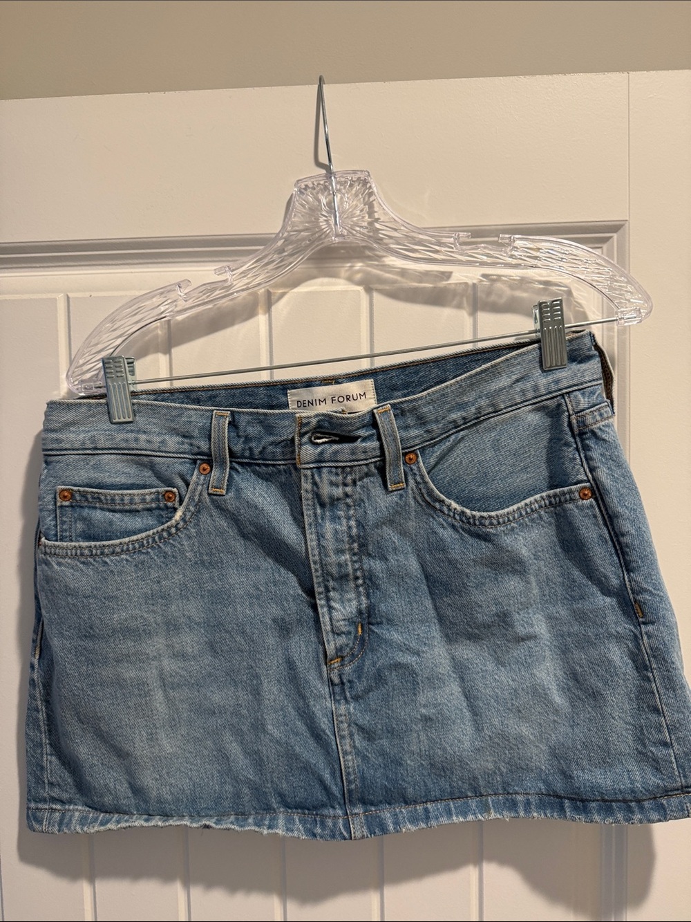 Denim Forum Faded Blue Denim Mini Skirt